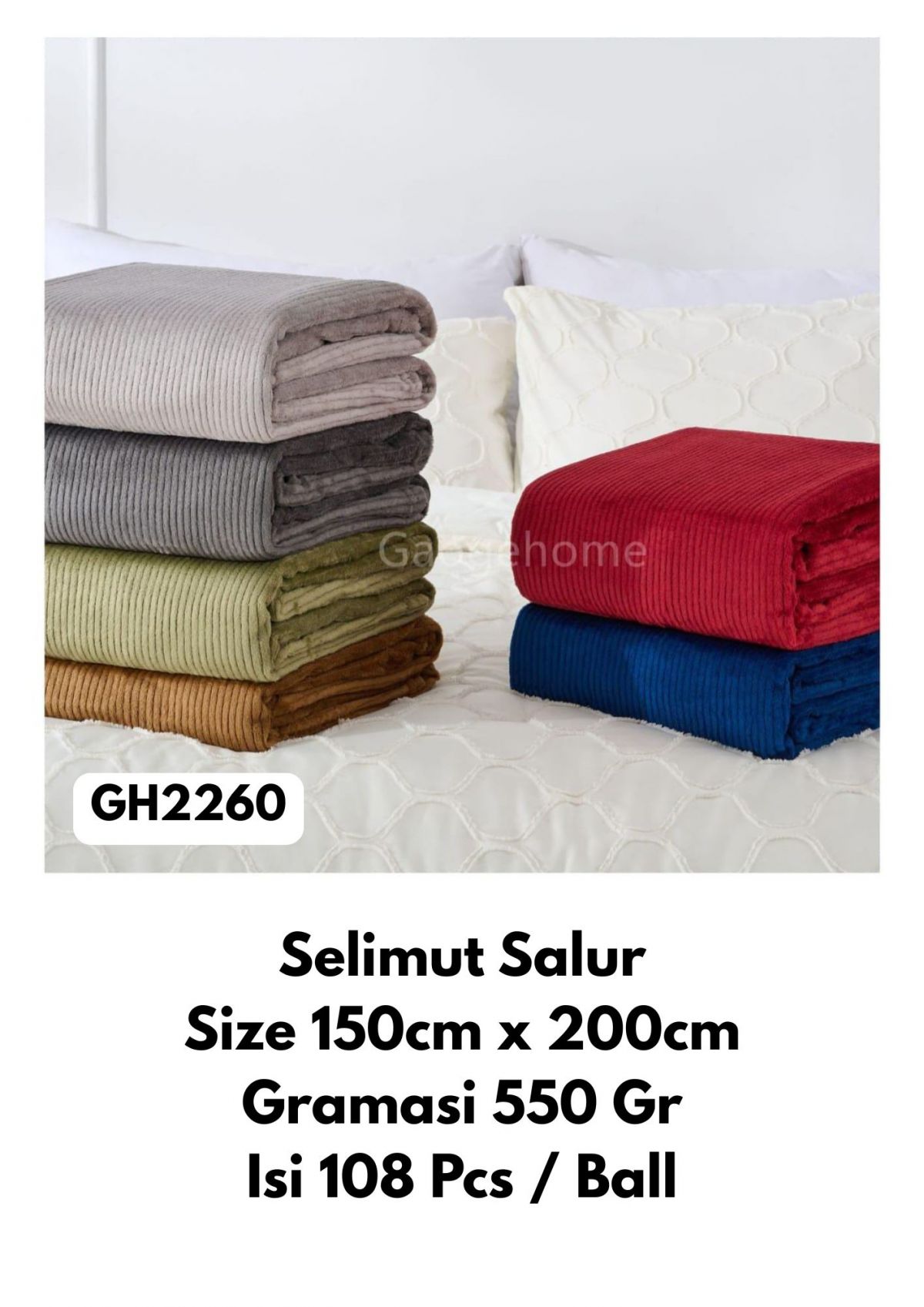SELIMUT SALUR GH2260 SIZE 150CM * 200CM GRAMASI 550GR ISI 108 PCS