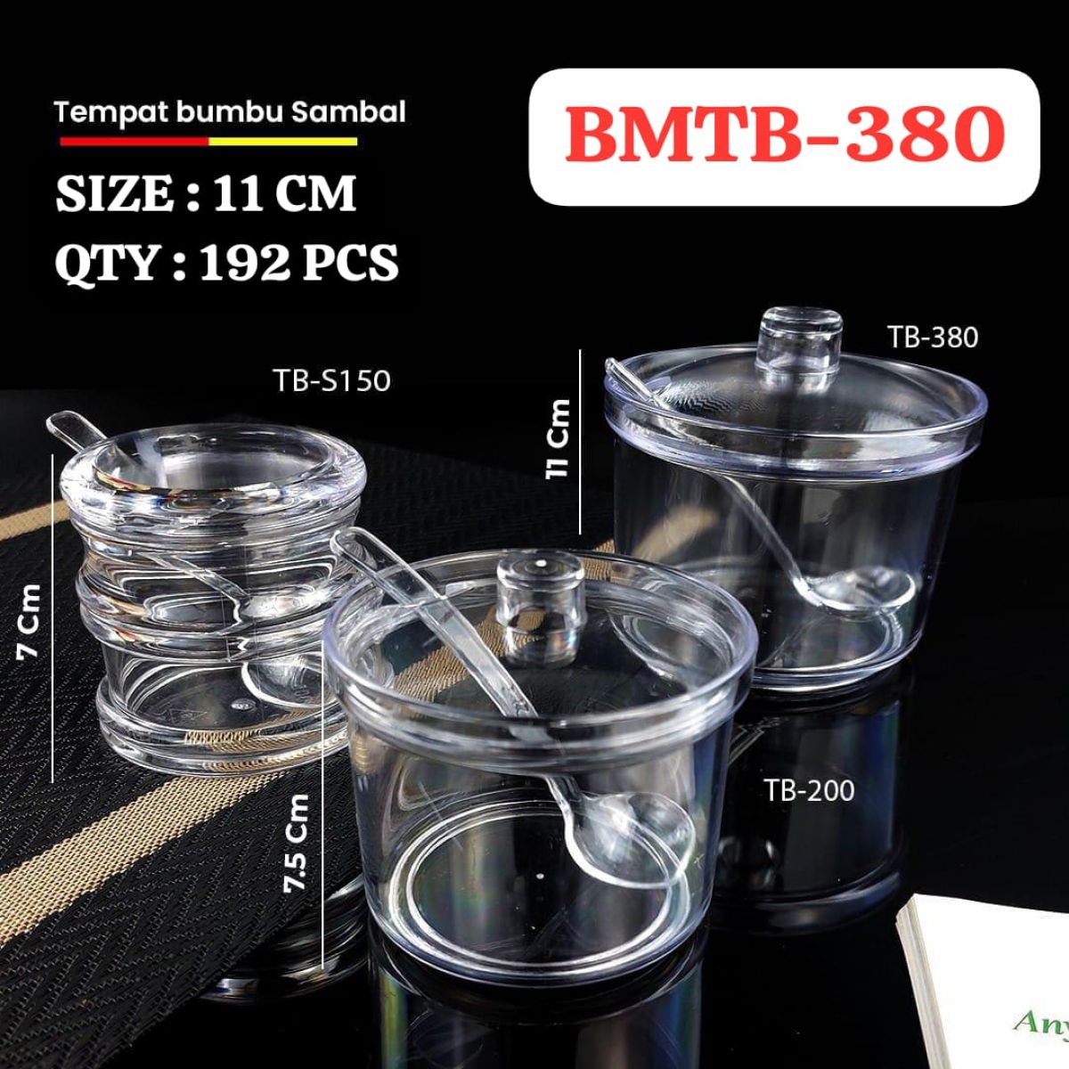 TEMPAT BUMBU SAMBAL BMTB-380 TINGGI 11 CM ISI 192 PCS