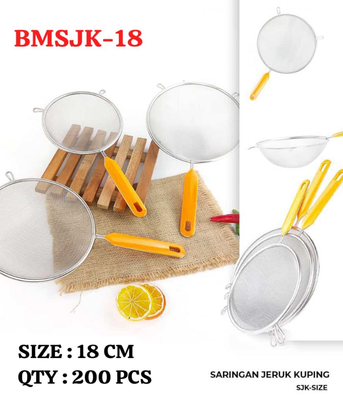 SARINGAN JERUK KUPING BMSJK-18 SIZE 18 CM ISI 200 PCS