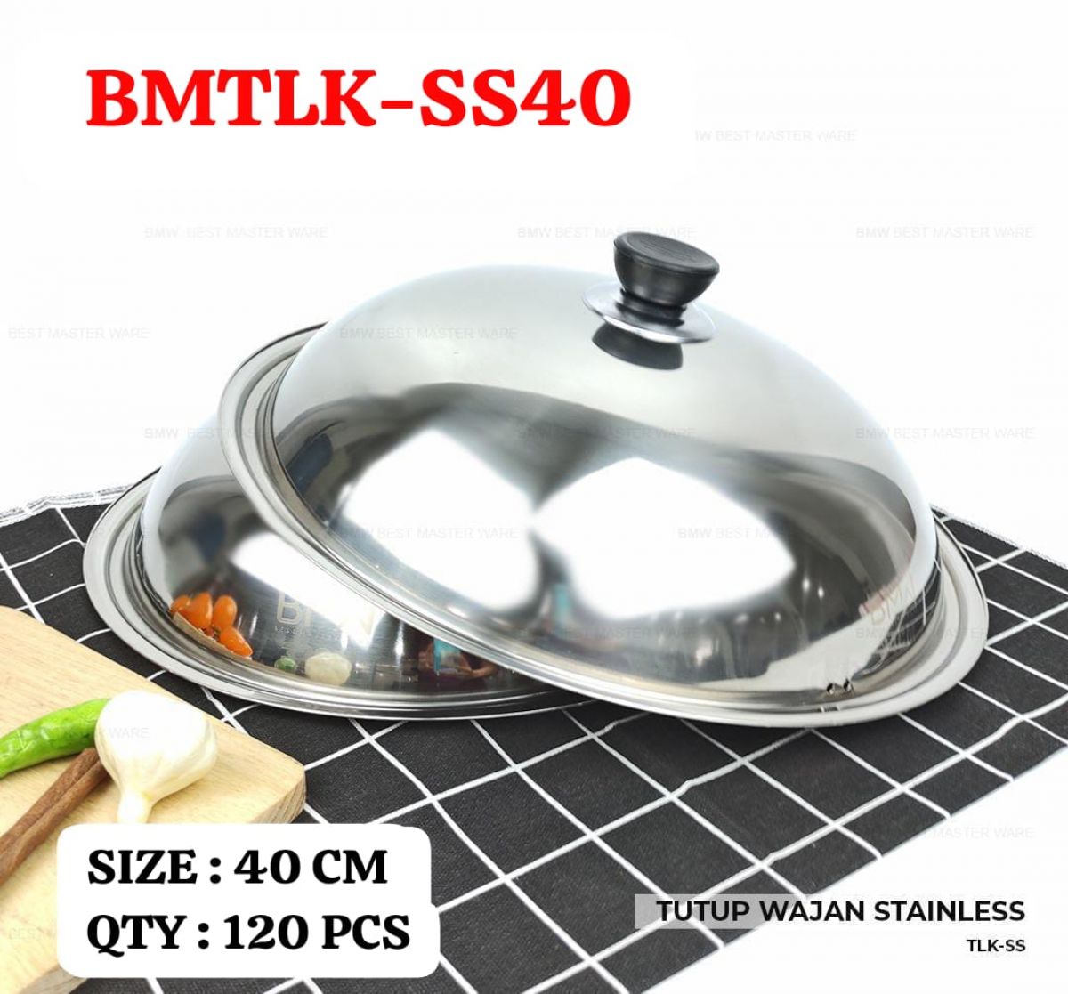 TUTUP WAJAN STAINLESS BMTLK-SS40 SIZE 40 CM ISI 120 PCS