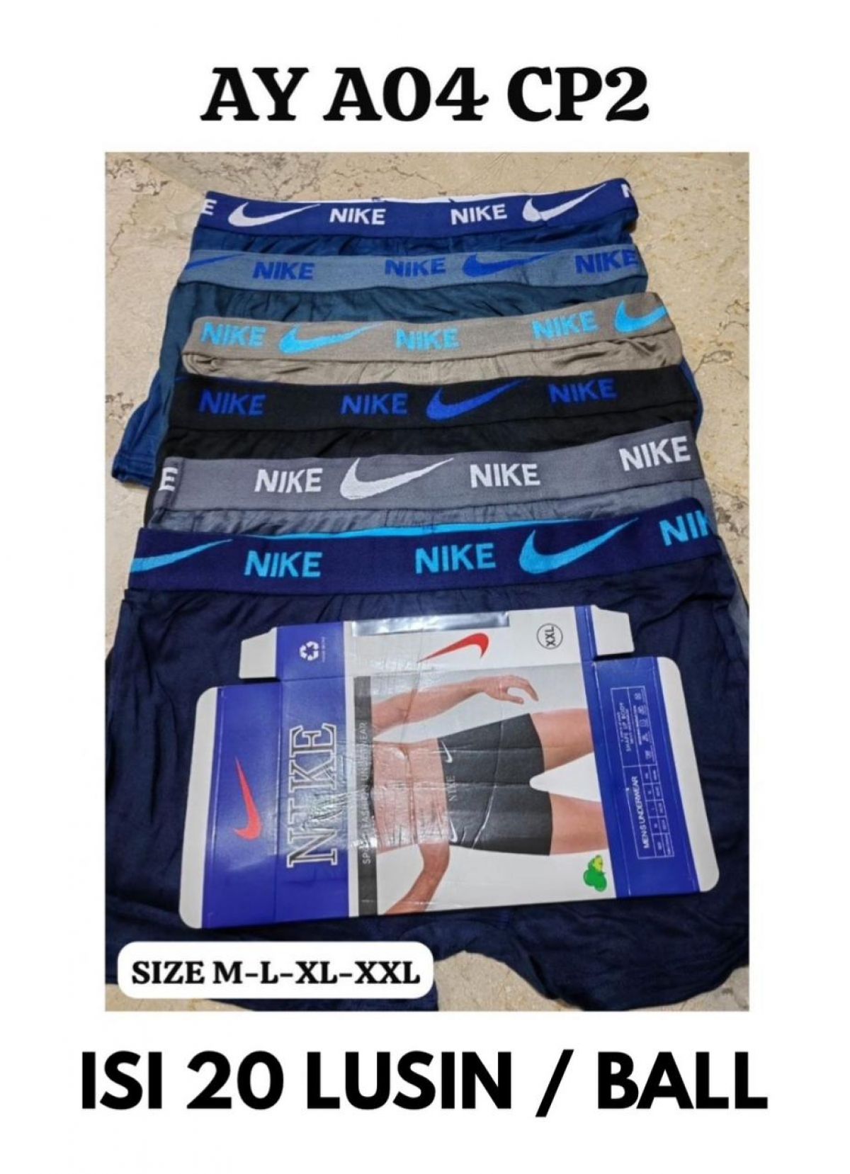 BOXER AY A04 CP2 SIZE M-L-XL-XXL ISI 20 LUSIN