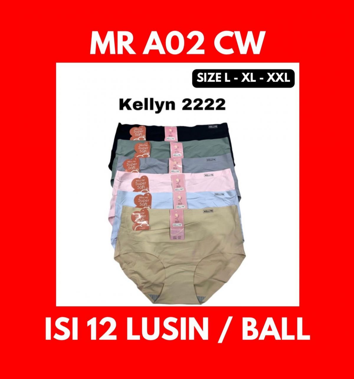 CELANA DALAM WANITA MR A02 CW SEAMLESS PORI SIZE L-XL-XXL ISI 12 LUSIN