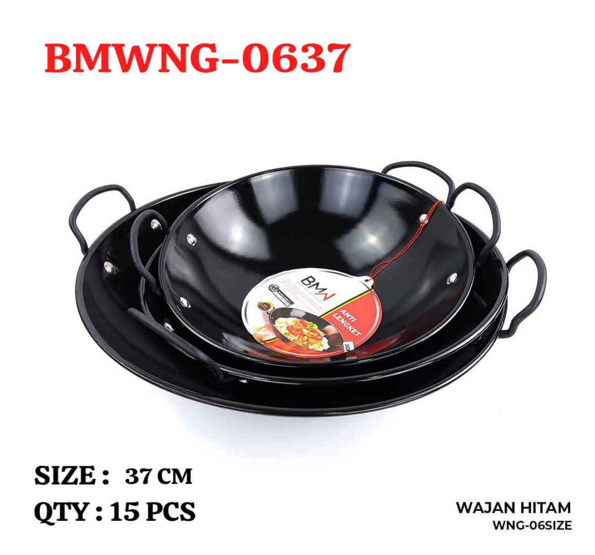 WAJAN HITAM BMWNG-0637 SIZE 37 CM ISI 15 PCS