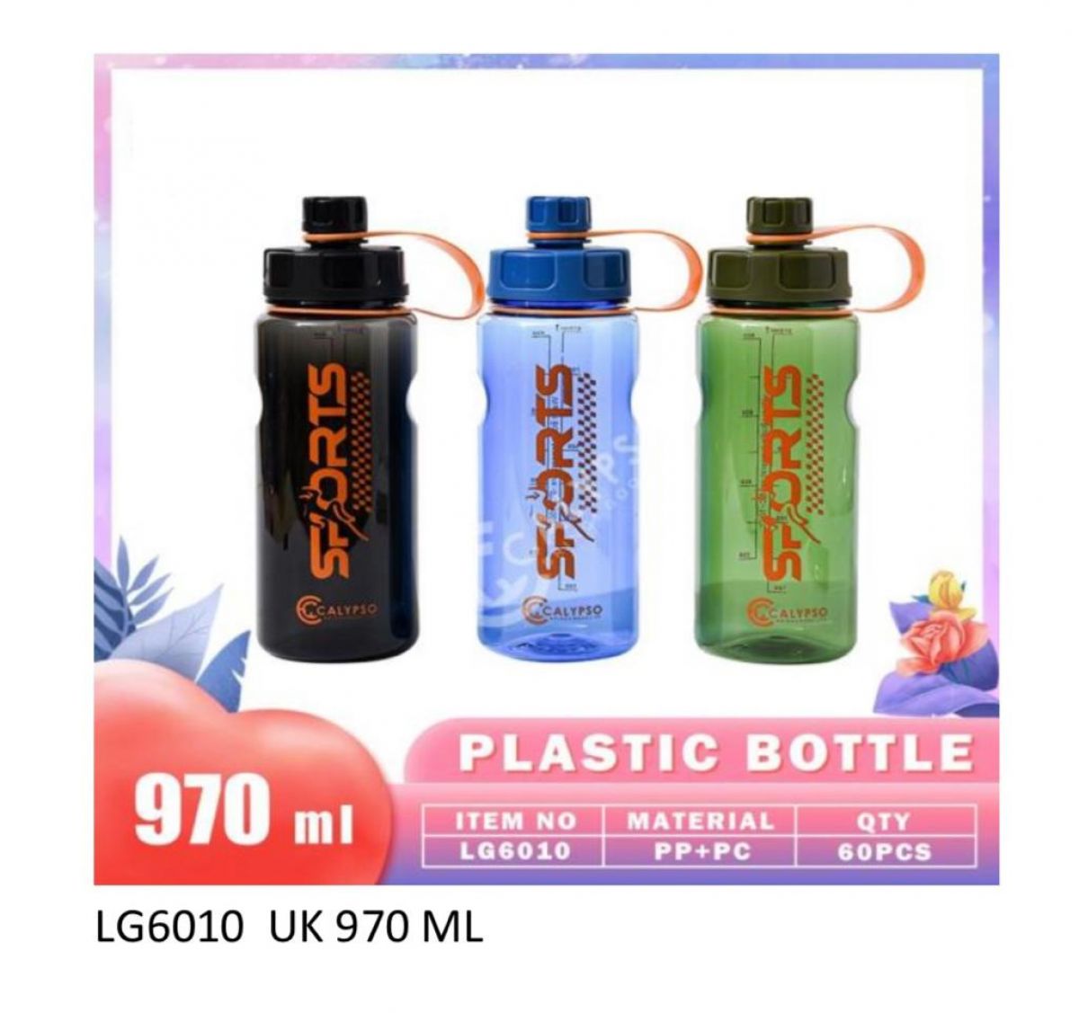 BOTOL MINUM PLASTIK UKURAN 970 ML