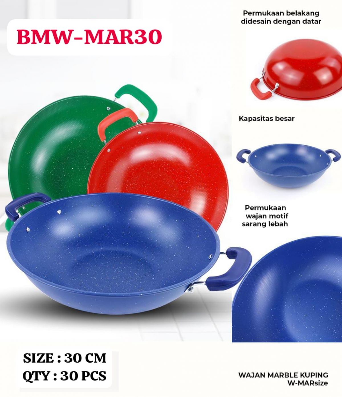 WAJAN MARBLE KUPING BMW-MAR30 SIZE 30CM ISI 30 PCS