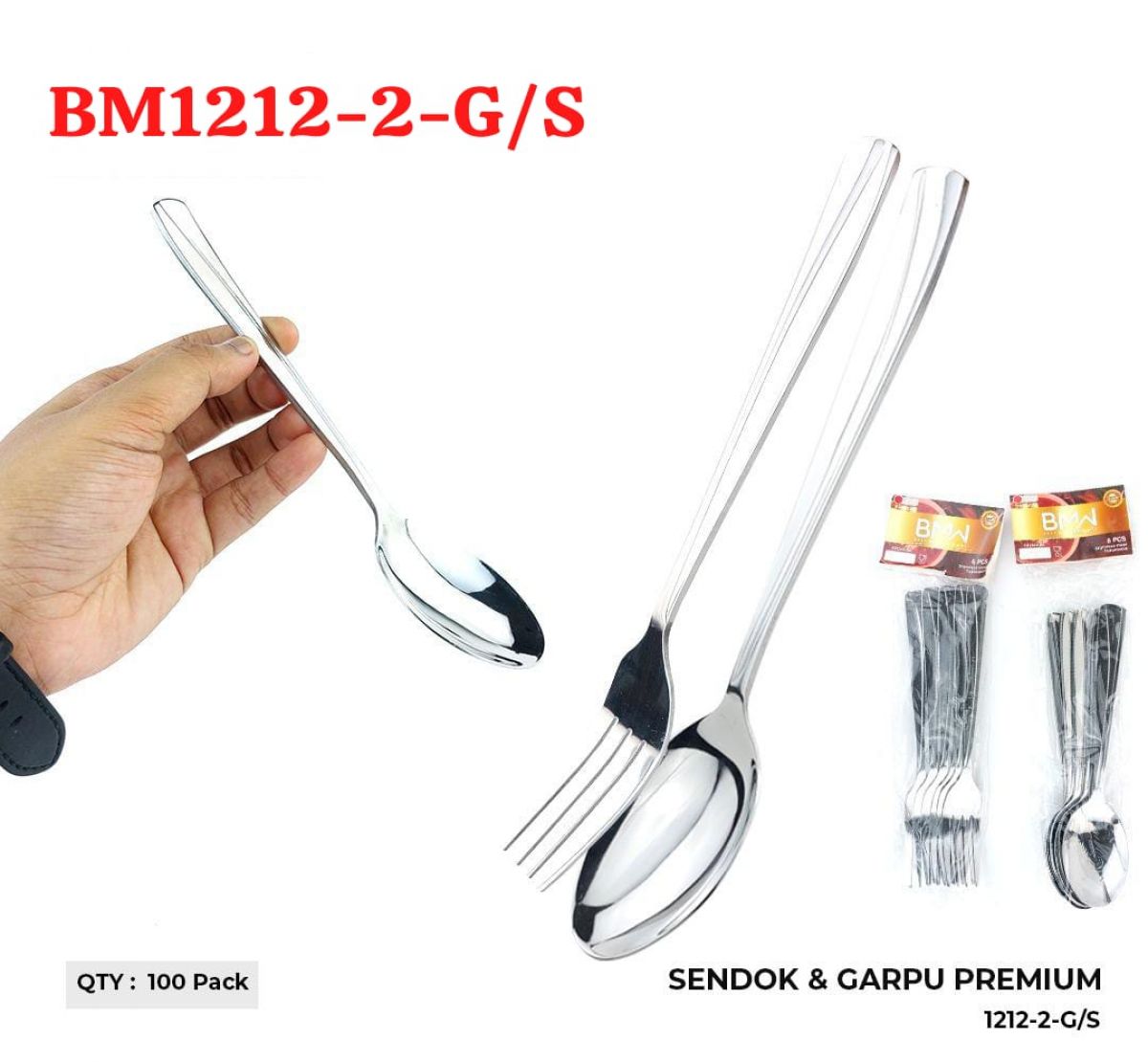 SENDOK & GARPU PREMIUM BM1212-2-G/S ISI 100 PACK
