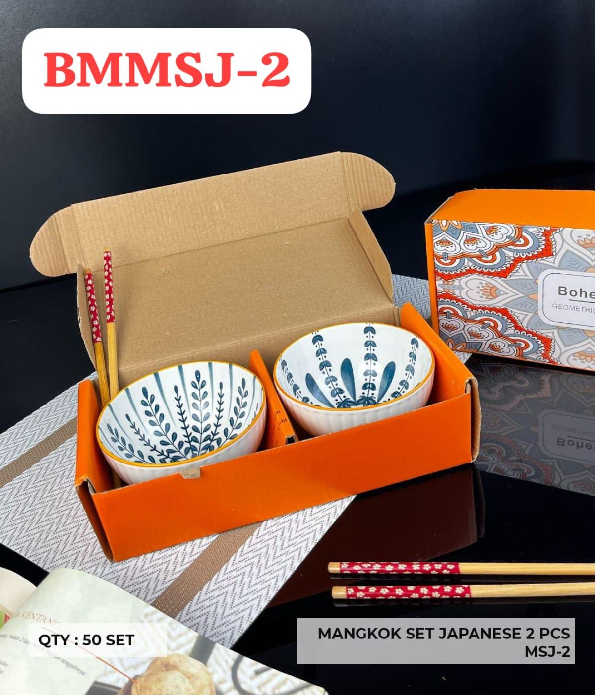 MANGKOK SET JAPANESE BMMSJ-2 ISI 50 SET ( 1 SET ISI 2 PCS )