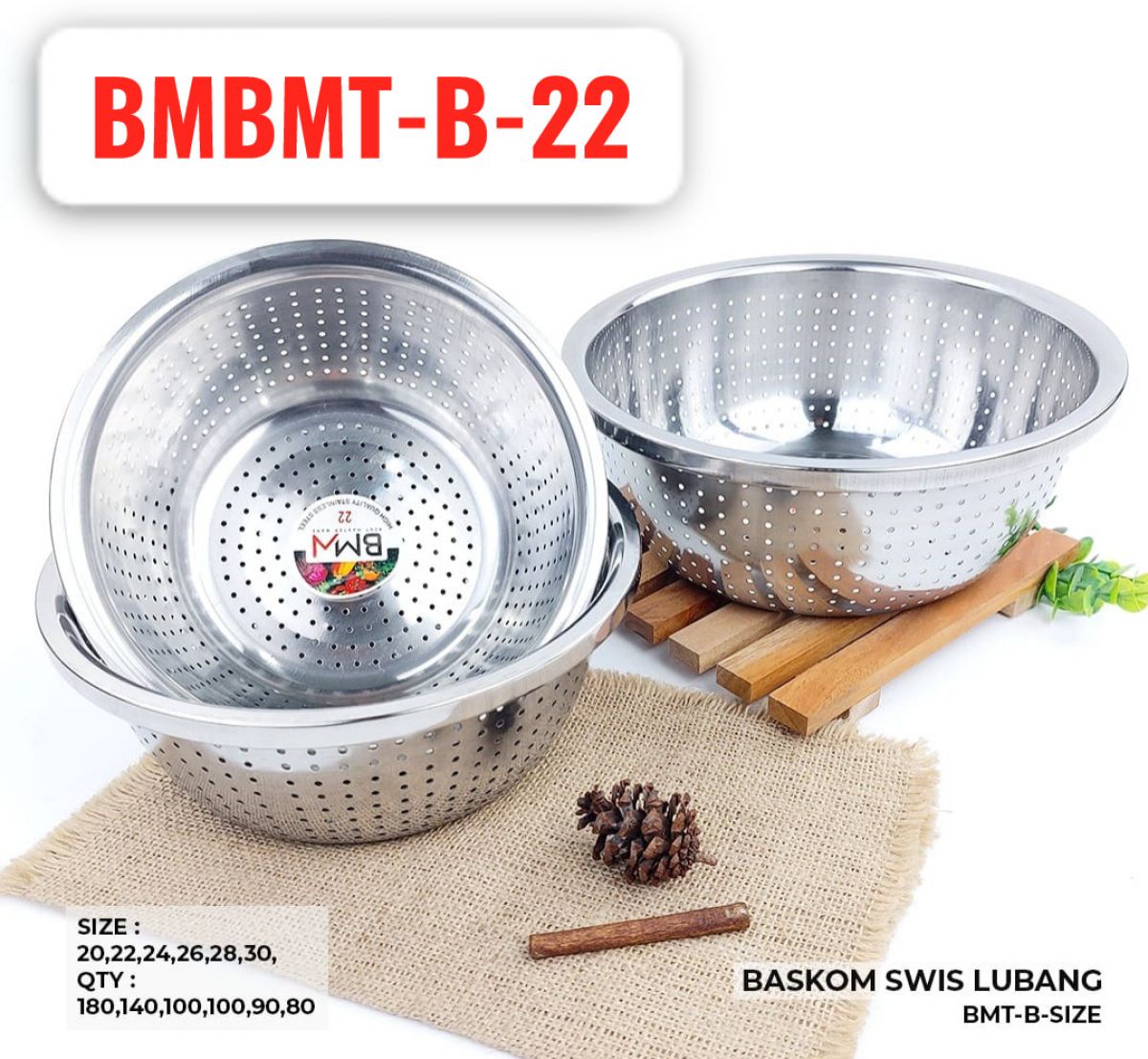BASKOM SWISS LUBANG 22CM