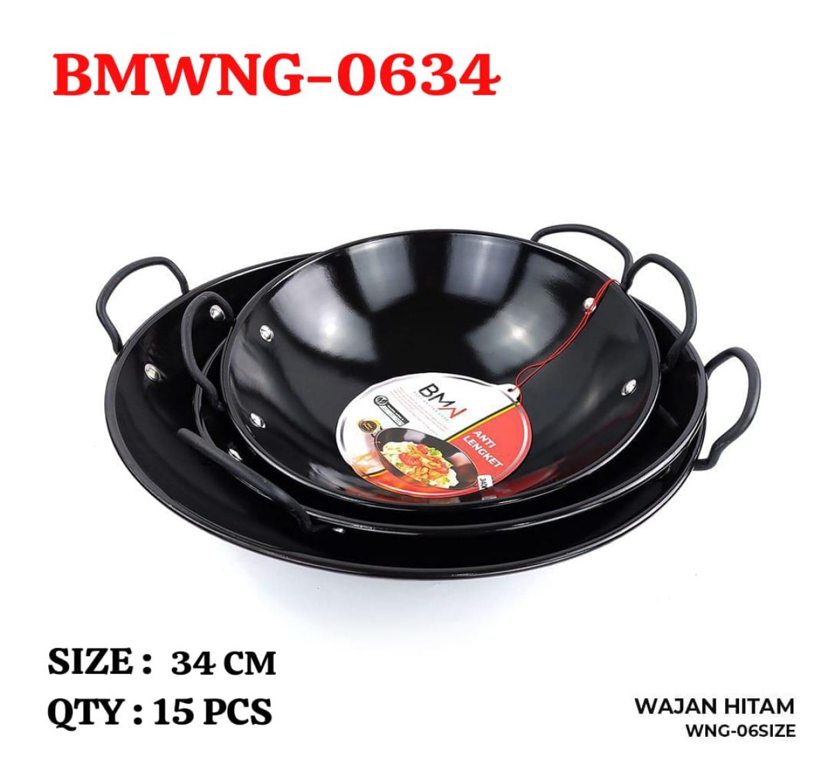 WAJAN HITAM BMWNG-0634 SIZE 34 CM ISI 15 PCS