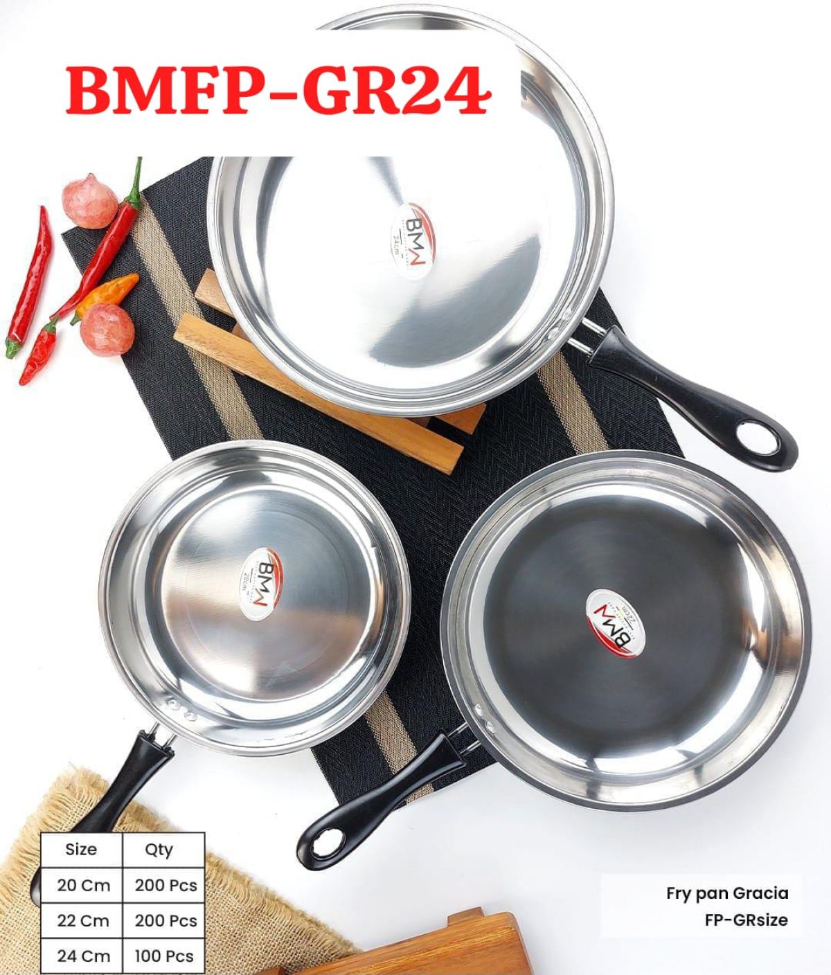 FRY PAN GRACIA BMFP-GR24 SIZE 24 CM ISI 100 PCS