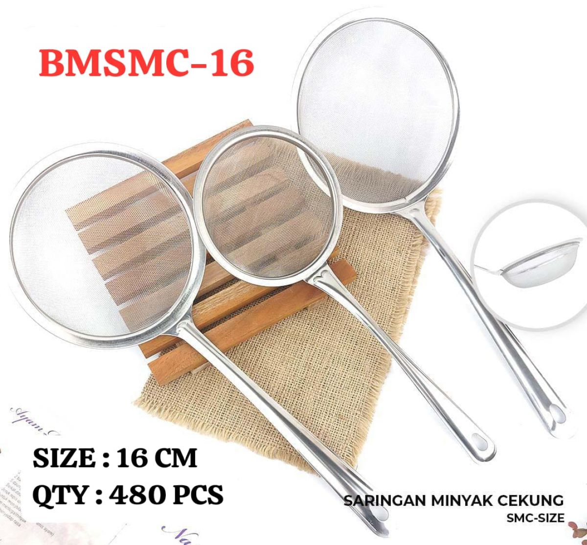 SARINGAN MINYAK CEKUNG BMSMC-16 SIZE 16 CM ISI 480 PCS