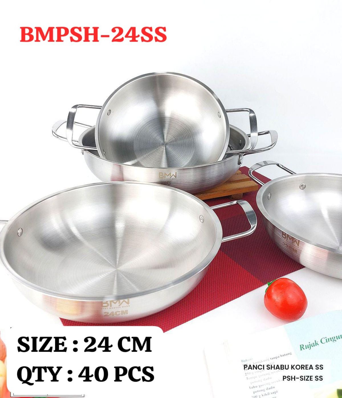 PANCI SHABU KOREA STAINLESS BMPSH-24SS SIZE 24 CM ISI 40 PCS