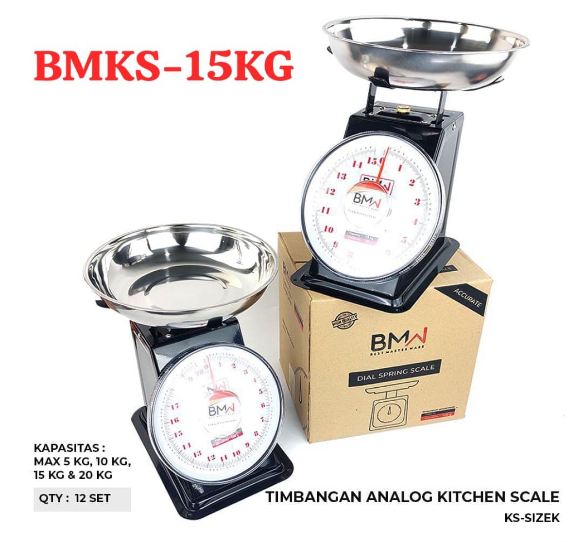 TIMBANGAN ANALOG BMKS-15KG MAX 15 KG ISI 12 SET