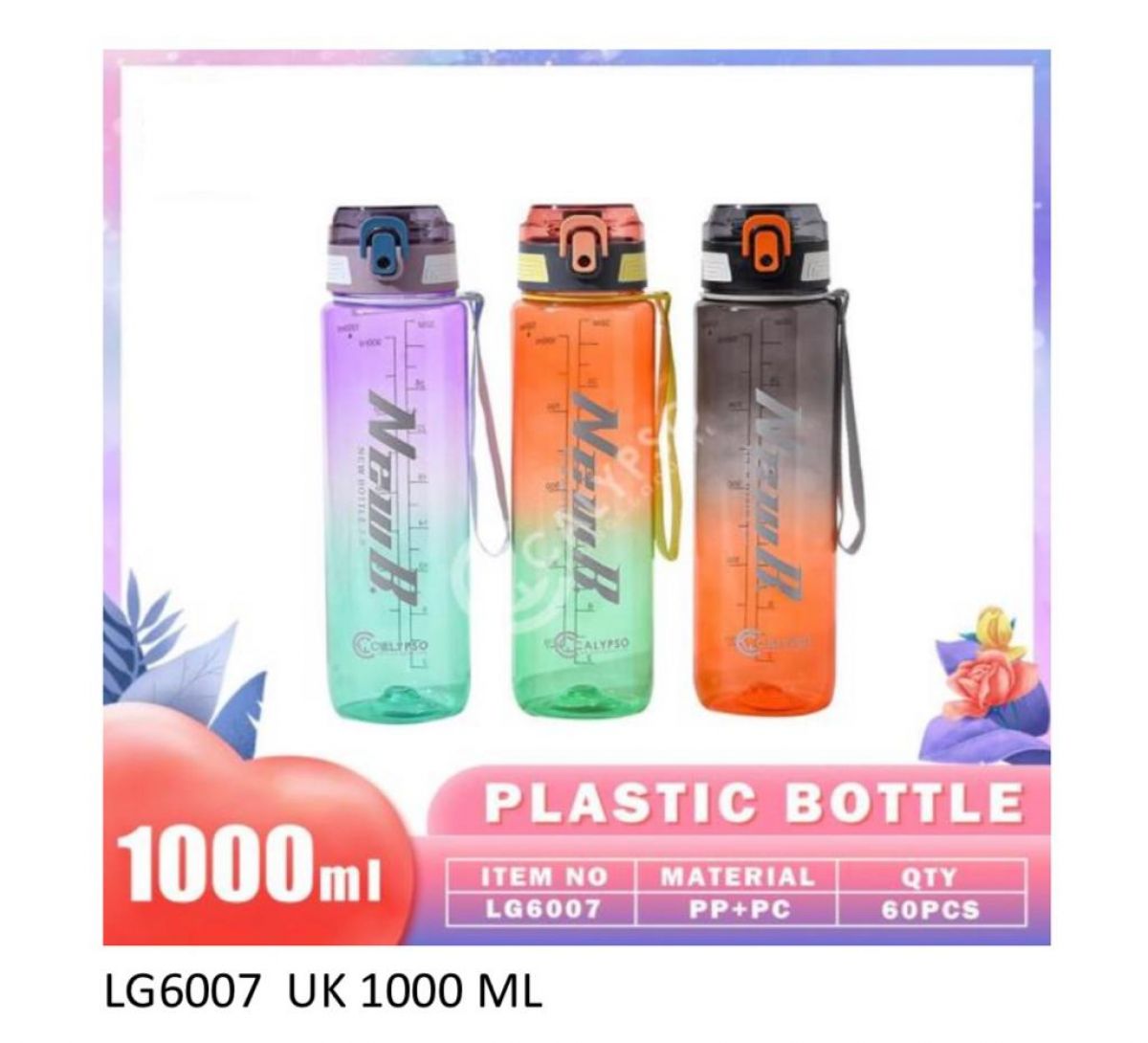 BOTOL MINUM PLASTIK UKURAN 1000 ML