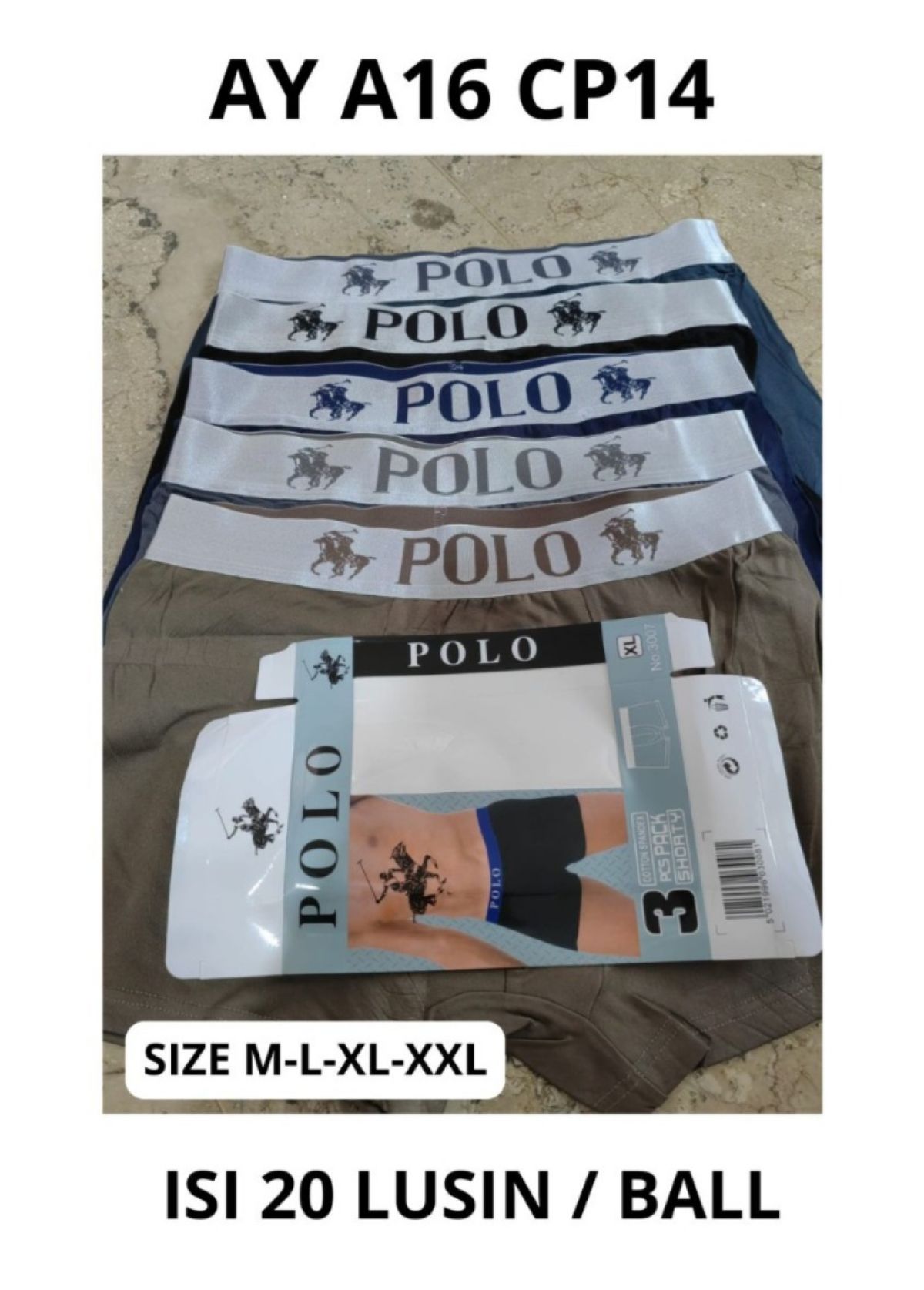 BOXER AY A16 CP14 SIZE M-L-XL-XXL ISI 20 LUSIN