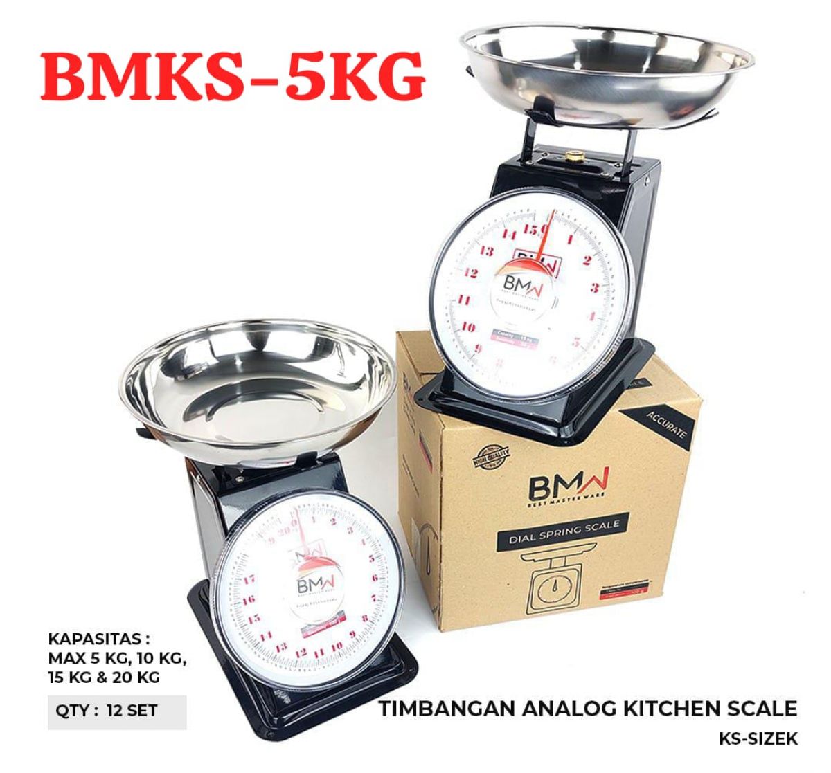 TIMBANGAN ANALOG BMKS-5KG MAX 5 KG ISI 12 SET