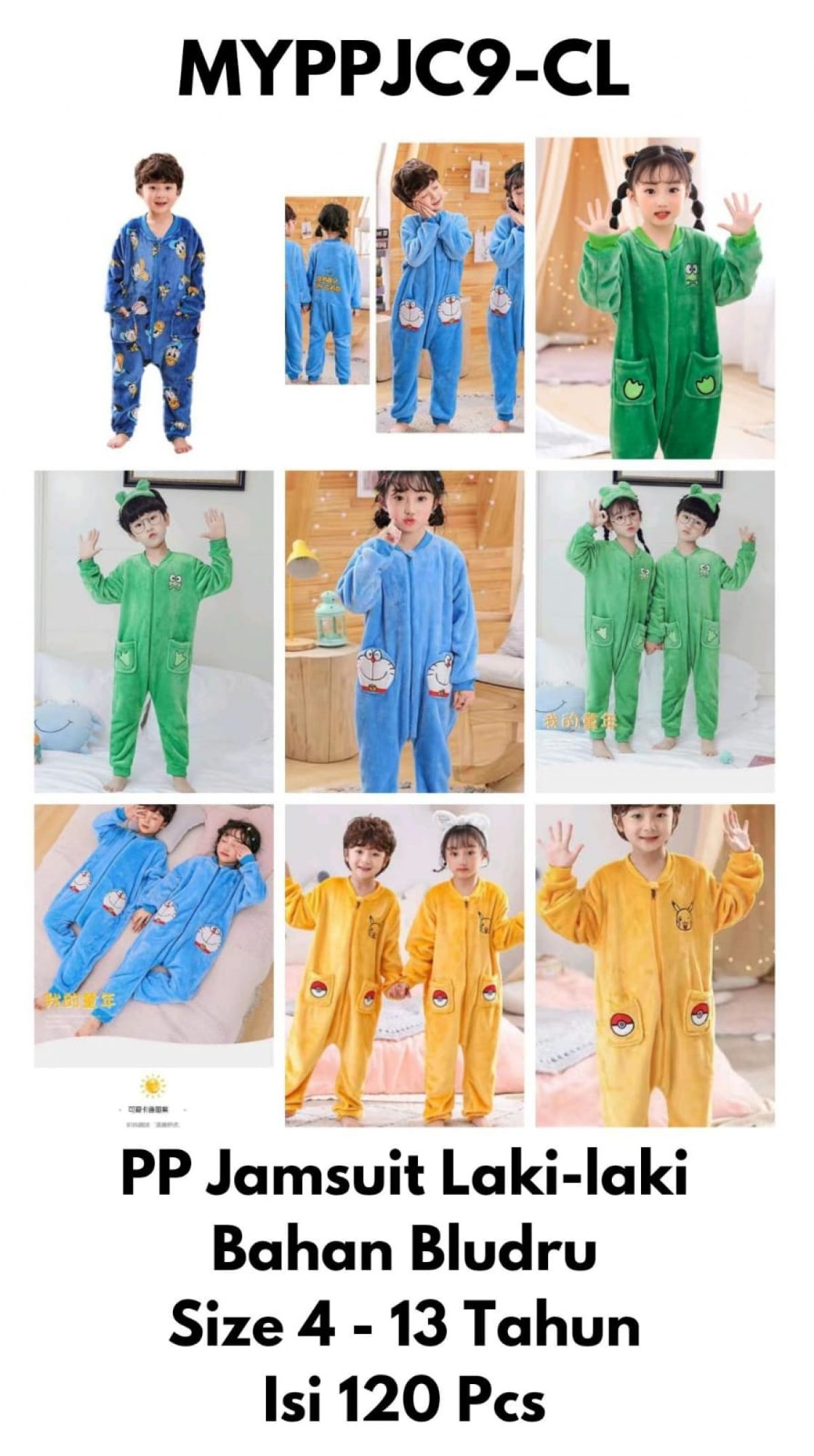 SETELAN JAMSUIT BLUDRU LAKI-LAKI MYPPJC9-CL SIZE 4 - 13 TAHUN ISI 120 PCS