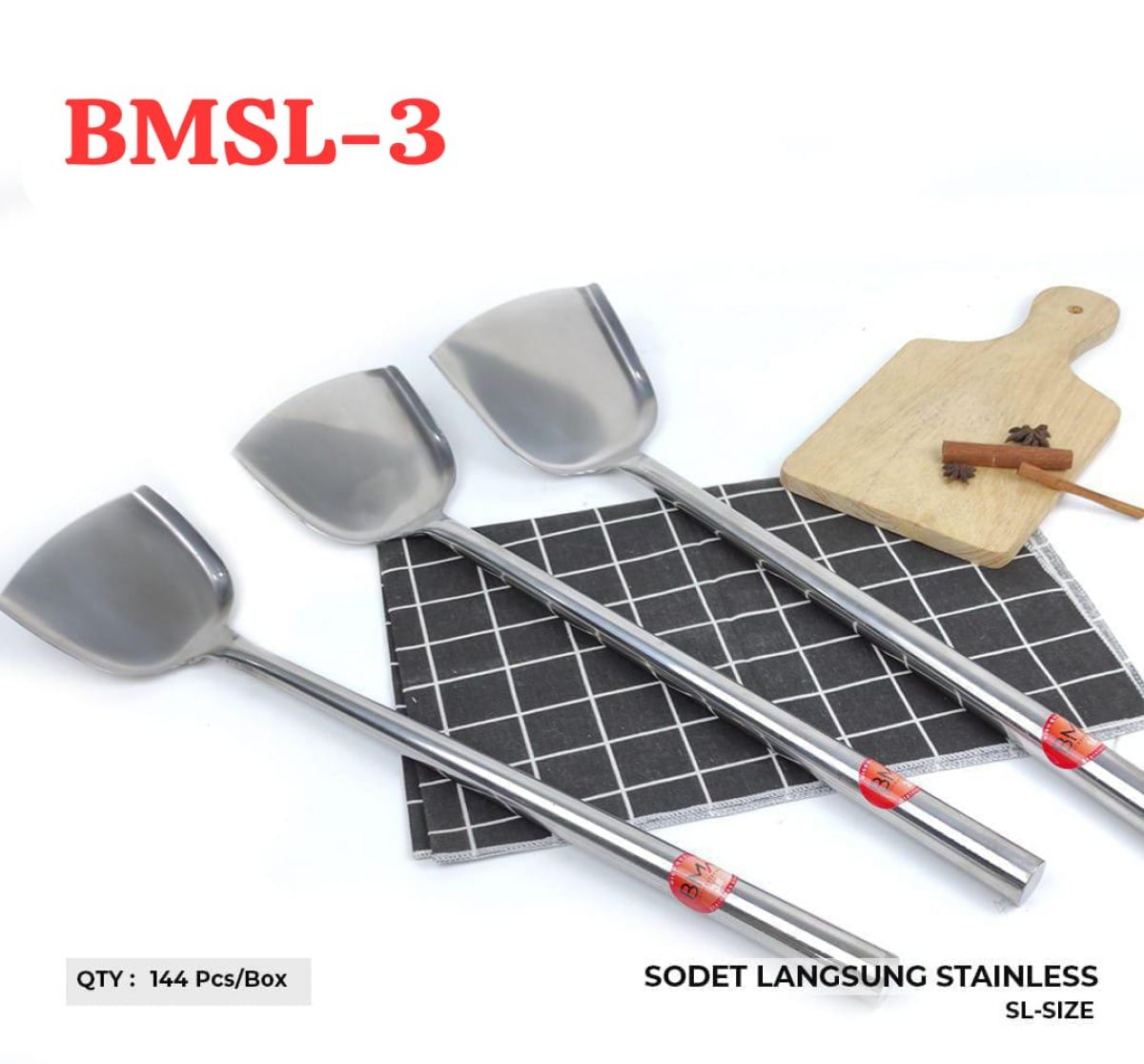 SODET STAINLESS GAGANG LANGSUNG BMSL-3 ISI 144 PCS