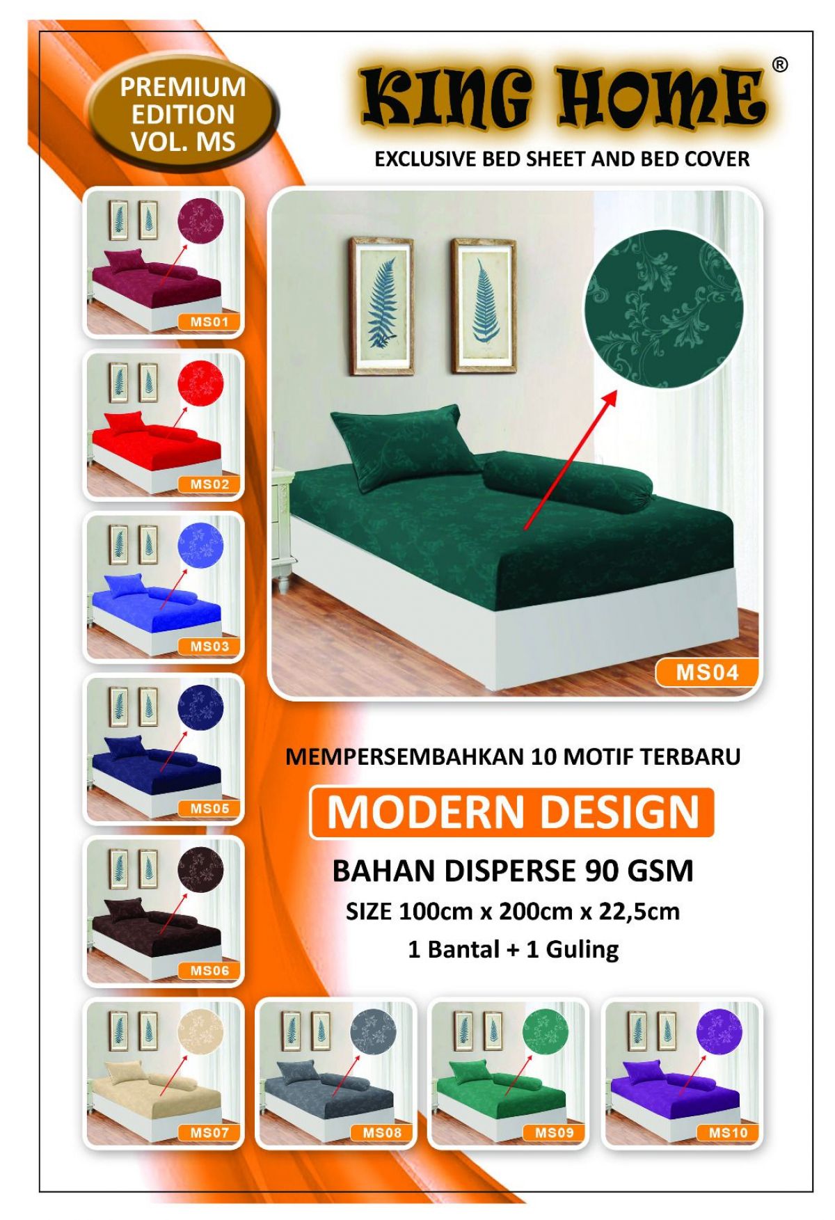 SPREI KING HOME MS100E EMBOS SIZE 100CM * 200CM * T22,5CM ISI 100 PCS
